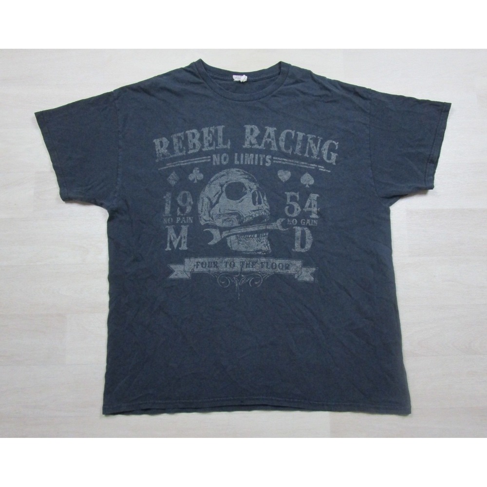 Vintage Y2K Rebel Racing T Shirt Men's (L) Car Club Race Skull Bikercore